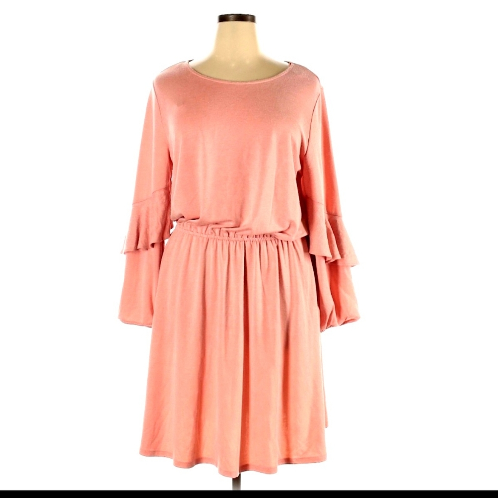 Halston Trupunto Ruffle Shift Dress Size Large NWT - Picture 3 of 13